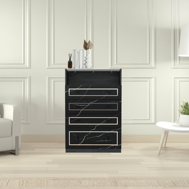 ตู้ลิ้นชัก 4 ลิ้นชัก WISDOM DESIGN FURNITURE รุ่น GDW-801 80 ซม. สีแอชเกรย์/ดาร์คมาร์เบิ้ล